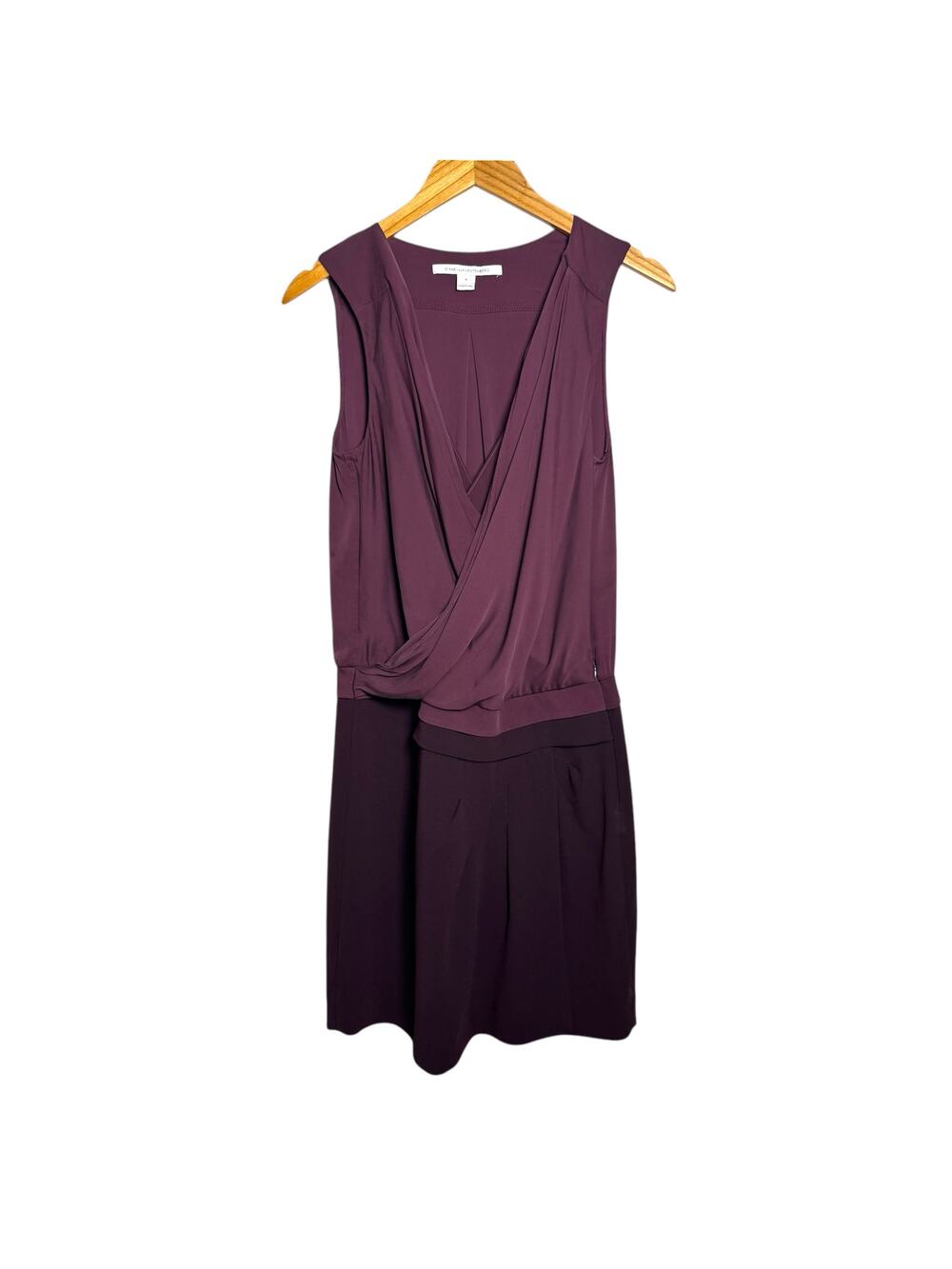 Diane Von Furstenberg Burgundy Silk-Blend Daran Faux Wrap Dress - Size 6